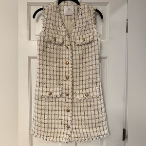 Anine Bing XS Black and White Tweed Sleeveless Dress